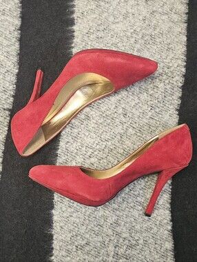 Sole Society Red Suede Pointed-Toe Stiletto Pumps